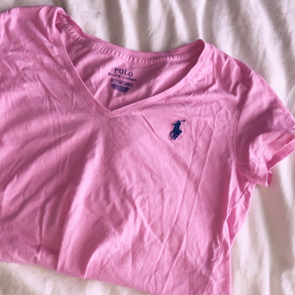 Pink polo v-neck